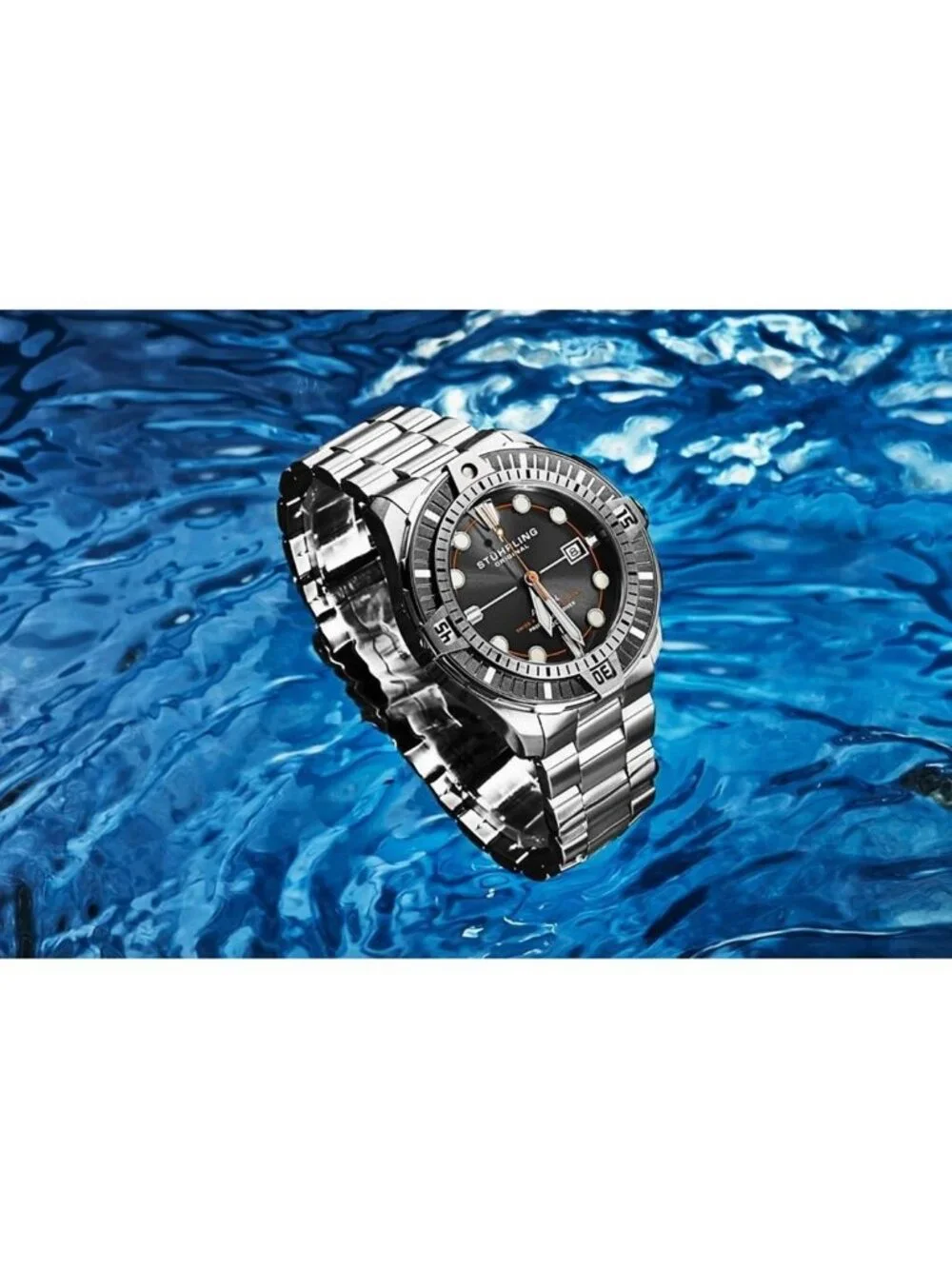 NWT Stuhrling Original Aquadiver Automatic Black Dial Men's Watch